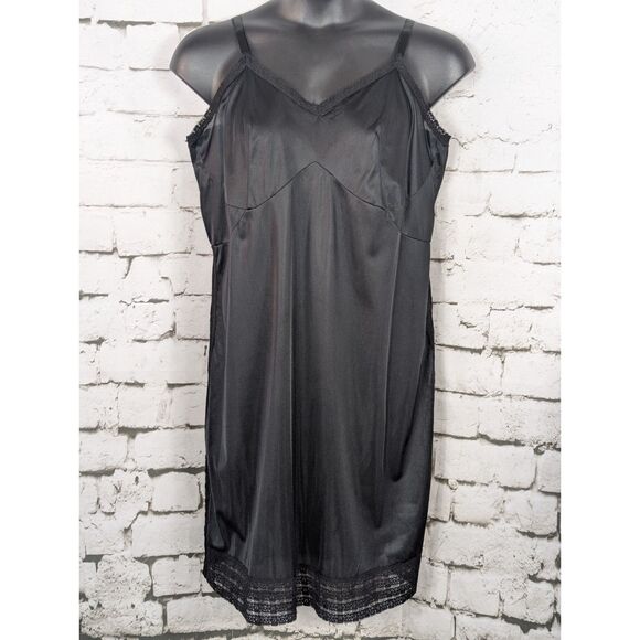 VINTAGE NAN FLOWER Stretch Nylon Slip Coquette Fairygoth Peekaboo Lace Size 44 - Picture 2 of 6